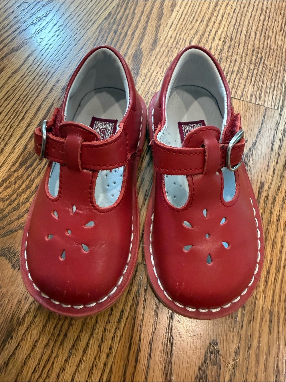 L’Amour Red Leather Mary Janes